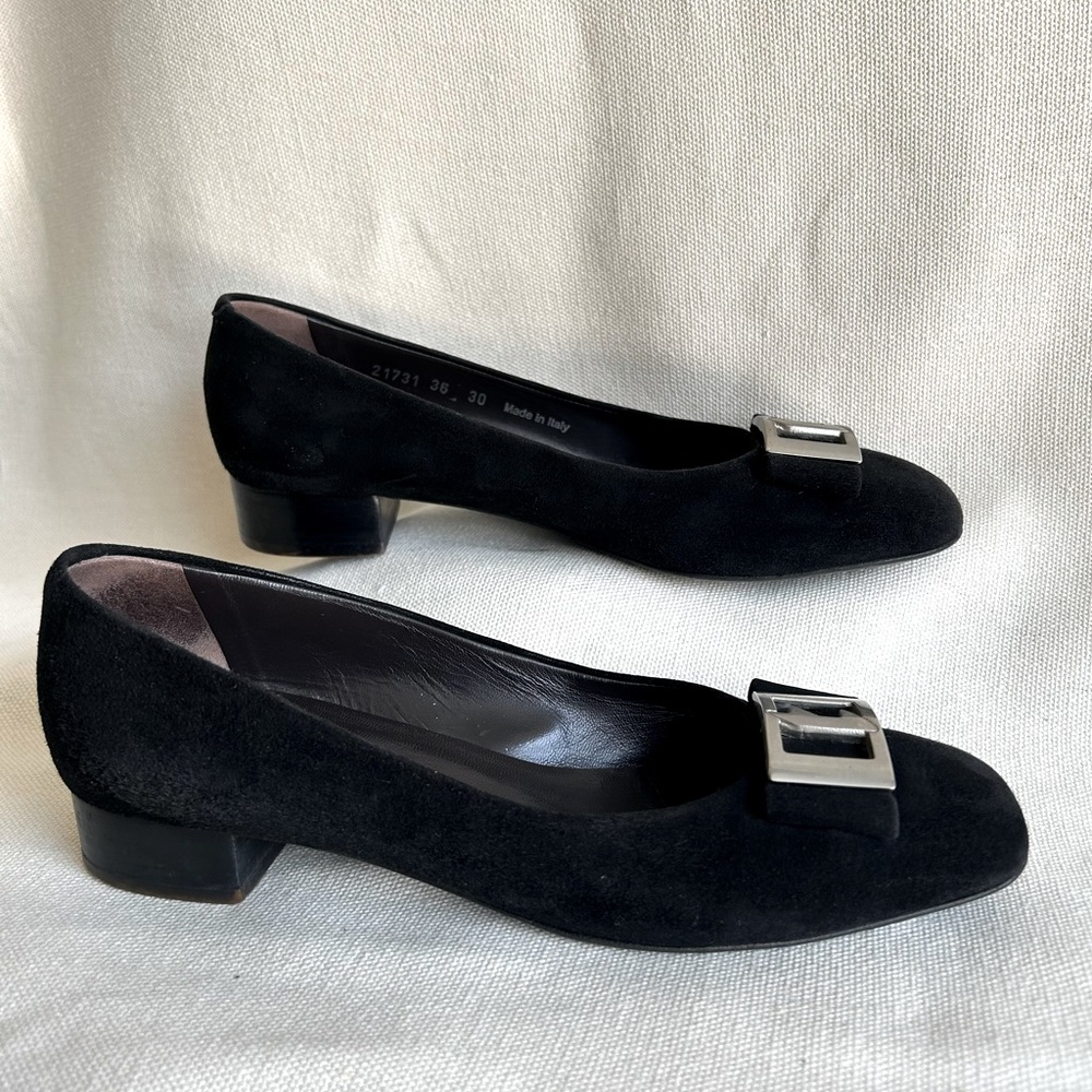 a. testoni Bologna Italia Black Suede Shoes Size 6